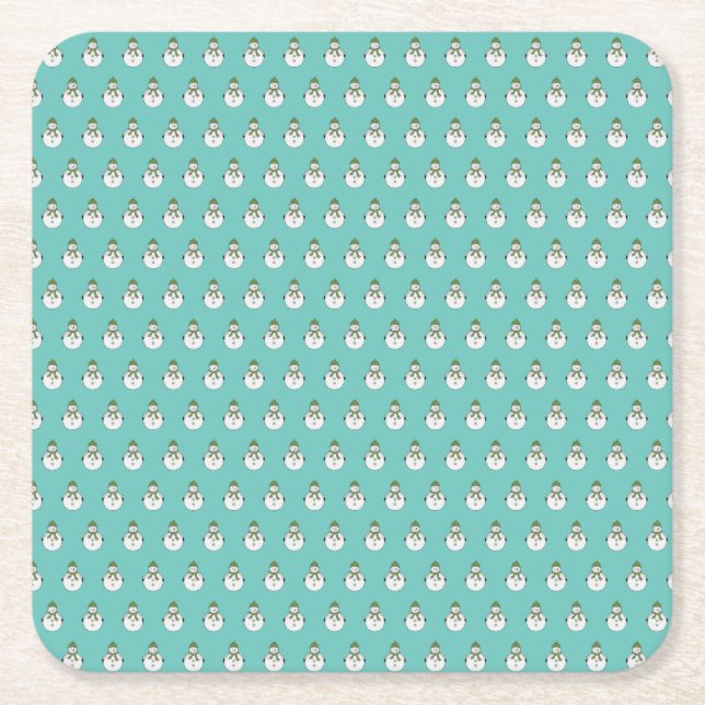 Cold snowman square paper coaster (Front)