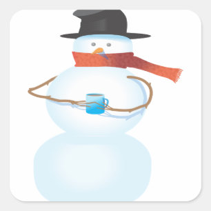 Cold Snowman Square Sticker