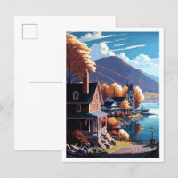 Cold Springs New York vintage travel illustration