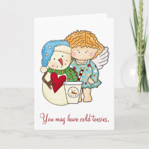 Cold Toe & Warm Heart Winter Angel & Snowman Card