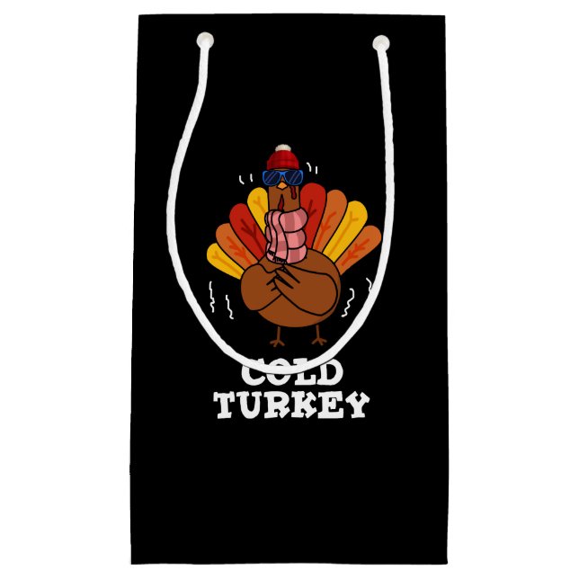Cold Turkey Funny Animal Pun Dark BG Small Gift Bag (Front)