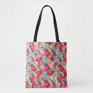 Cold Warm Watercolor Floral Geometric Tote Bag