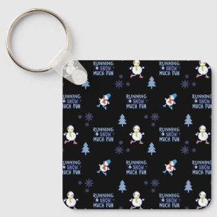 Cold Weather Running Christmas Snowman Keychain