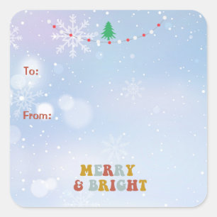 Cold Winter Merry and Bright Christmas Holiday Square Sticker