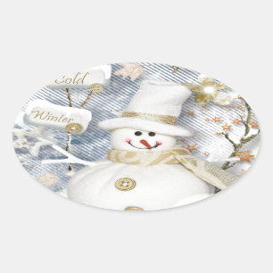 Cold Winter Snowman Oval Sticker