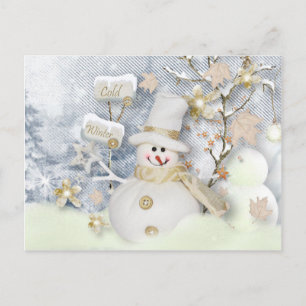 Cold Winter Snowman Postcard