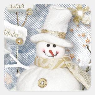 Cold Winter Snowman Square Sticker