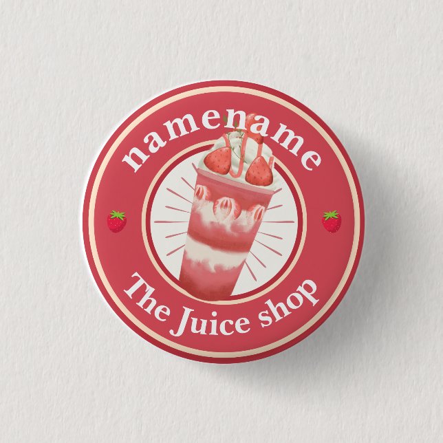 Cold yogurt Smoothies fruit  Juice shop logo name 1 Inch Round Button (Front)
