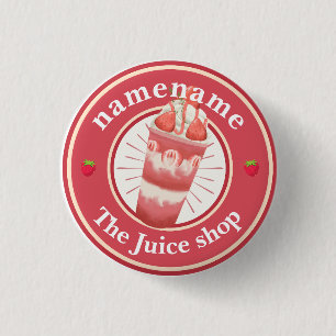 Cold yogurt Smoothies fruit  Juice shop logo name 1 Inch Round Button