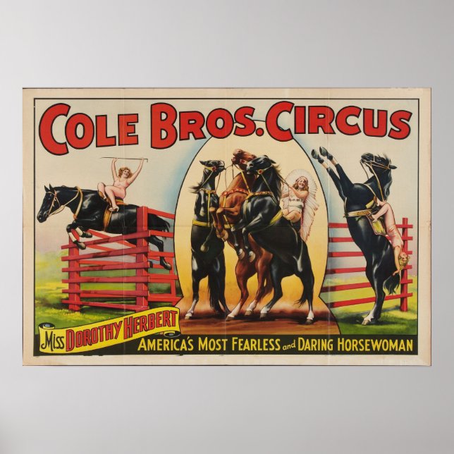 Cole Brothers, affiche de cirque des années 1930 (Devant)
