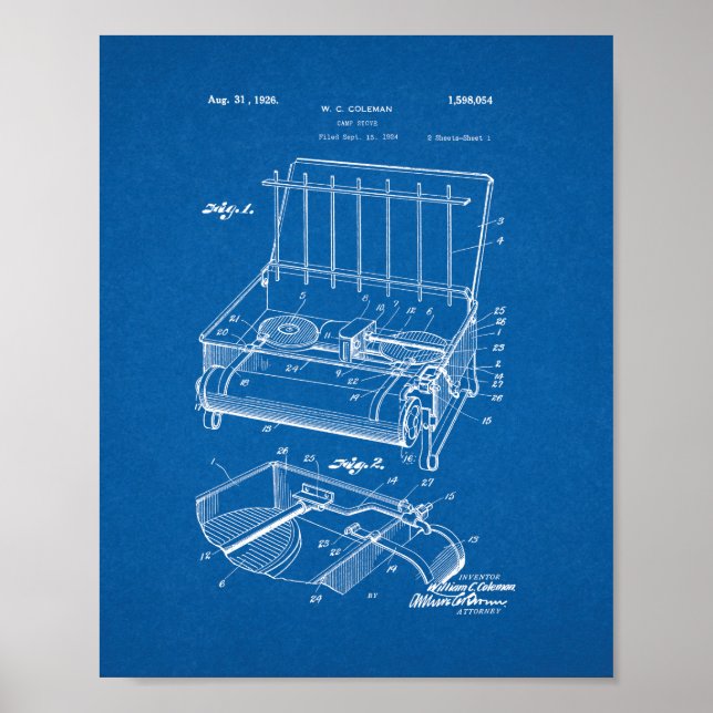 Coleman Camp Stove Patent - Blueprint Poster (Front)