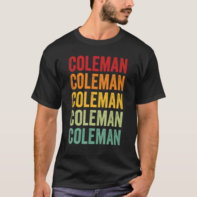 Coleman County Texas Rainbow Text Design T-Shirt (Front)