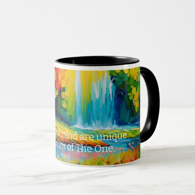 Colerful mantra mug to realize your true worth (Front Right)
