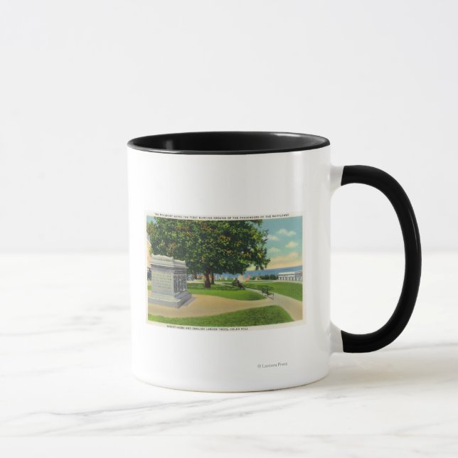 Coles Hill View of Mayflower Burial Monument Mug (Right)