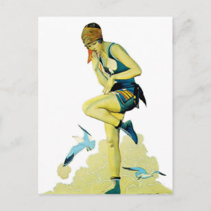 Coles Phillips ‘Fadeaway Girl’  “A Quick Dip” Postcard