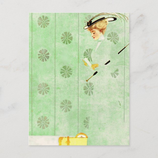 Coles Phillips ‘Fadeaway Girl’  “Green Wallpaper" Postcard (Front)