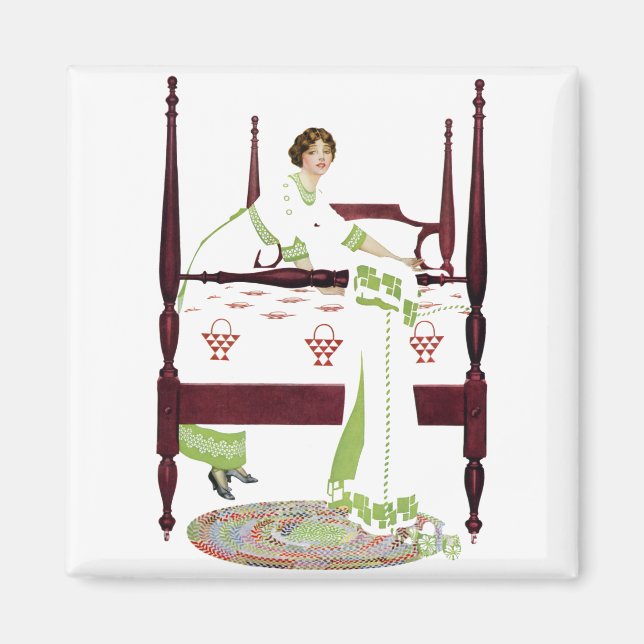 Coles Phillips Woman and Four Poster and Quilts Magnet (Front)