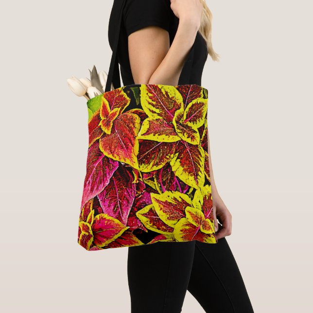 Coleus Leaf Burst Design Tote Bag (Close Up)