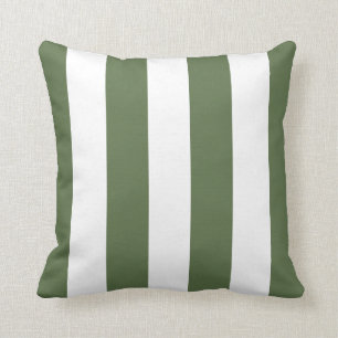 Colewort Green and White Striped Throw Pillow