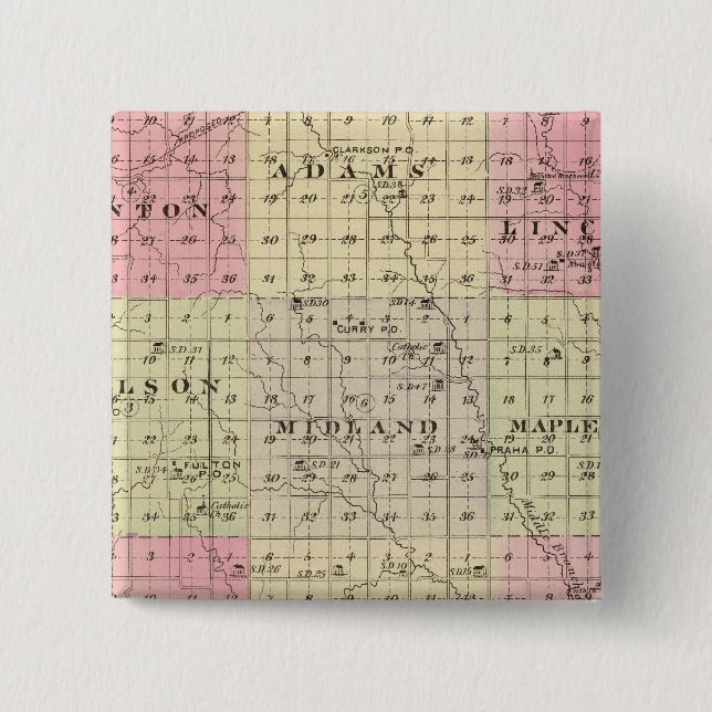 Colfax County, Nebraska 2 Inch Square Button (Front)