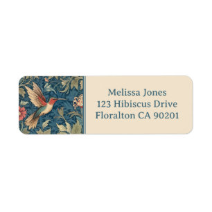 Colibri à gorge rubis de style William Morris