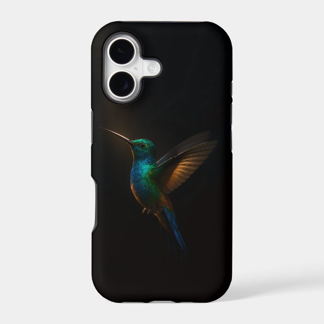 Colibri à queue rousse volant, Noir 4 Luxe iPhone  (Verso)