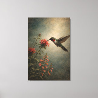 Colibri Bloom | Impression d'oiseau floral | Étiré