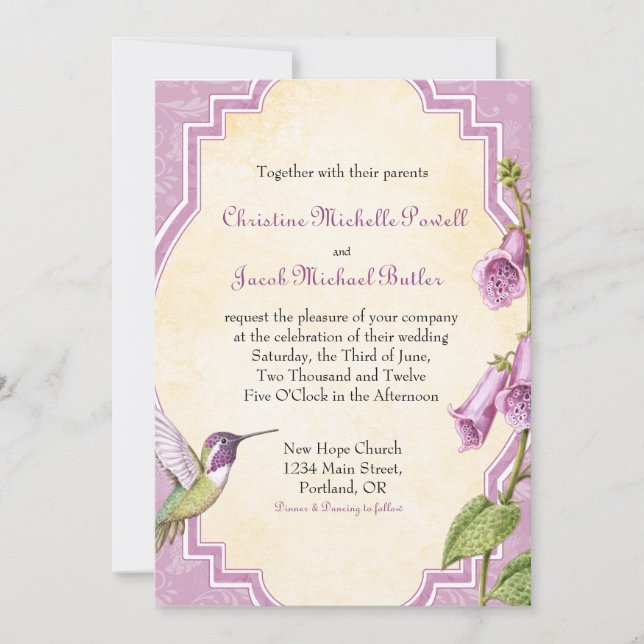 Colibri de digitale - faire-part de mariage (Devant)