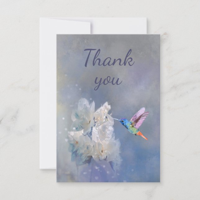 Colibri et Merci de fleurs de jardin blanc (Devant)