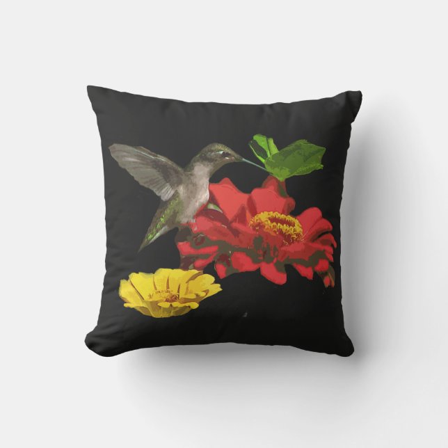 Colibri sur le coussin extérieur animal de fleur (Recto)