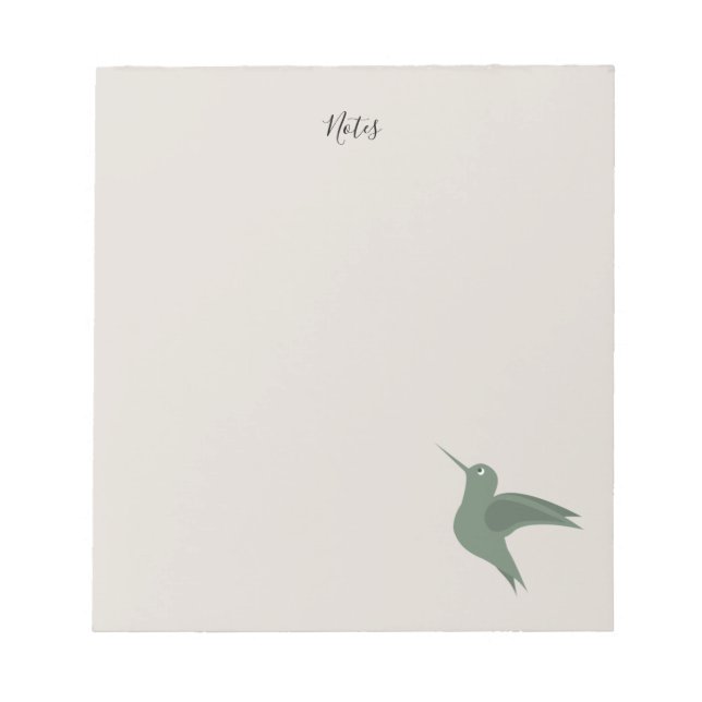 colibri vert olive rustique élégant bloc-notes (Devant)