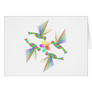 Colibris Arc-En-Ciel Embrasser Une Fleur