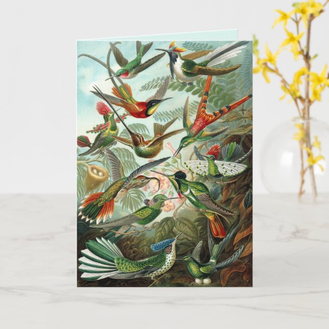 Colibris Art Fin Cartes de Vœx Personnalisées (Fleur jaune)