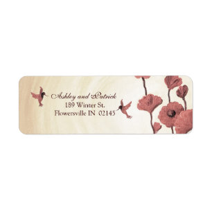 Colibris d'amour et fleurs rouges peintes