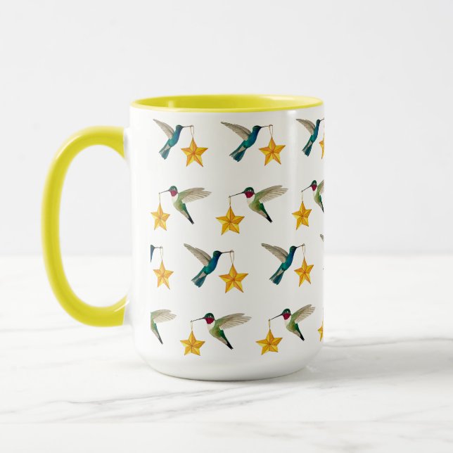 Colibris et étoiles Mug à café à deux tons (Gauche)