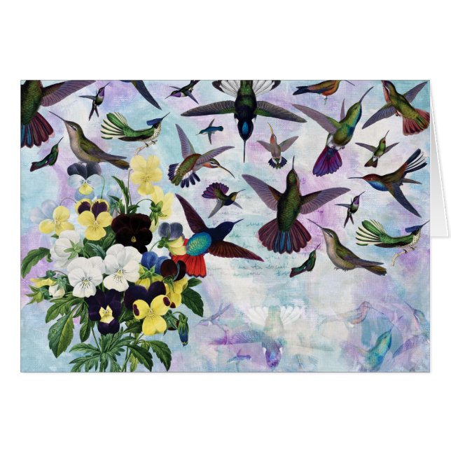 Colibris et pensées (Devant horizontal)