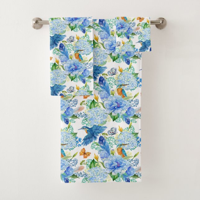 Colibris Et Serviette Hydrangea Bleue (En situation)