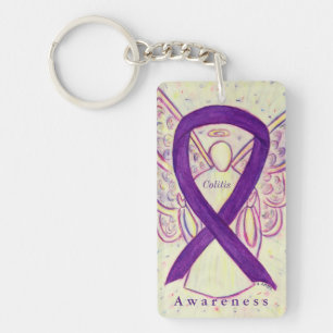 Colitis Angel Purple Awareness Ribbon Keychain