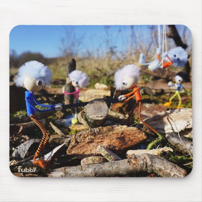 Collaboration of Fubby dolls on a woodwork Mouse Pad (Front)