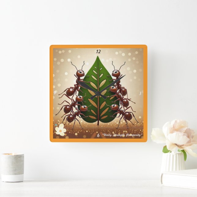 "Collaborative Success" Square Wall Clock (Home)