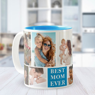 Collage 10 Photos Best Mom Ever Two-Tone Coffee Mug