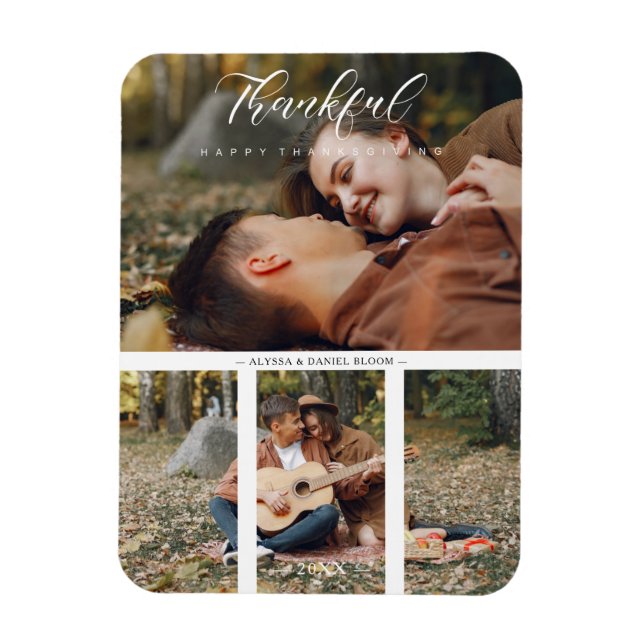 Collage 2 Photos Couple Happy Thanksgiving Magnet (Vertical)