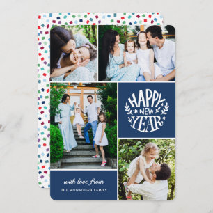 Collage 4 Photo Carte Nouvel An Bleu