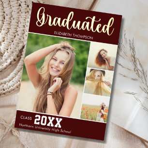 Collage 4 Photos Modern Script Graduation