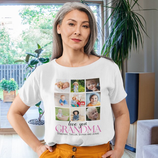 Collage 9 Photos for Grandma Love You T-Shirt (Creator Uploaded)