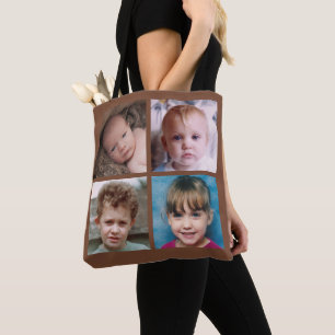 Collage add your own custom photos brown tote bag
