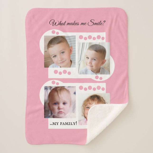 Collage add your own custom photos pink sherpa blanket (Front)