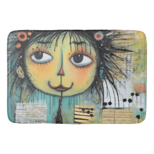 Collage Art Girl Lady 1 Bath Mat