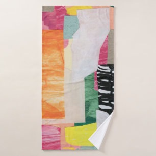 Collage art, modern colourful abstract. bath towel