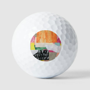 Collage art, modern colourful abstract. golf balls